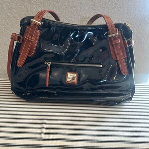 Dooney & Bourke Black Patent Leather Nina Hobo Bag